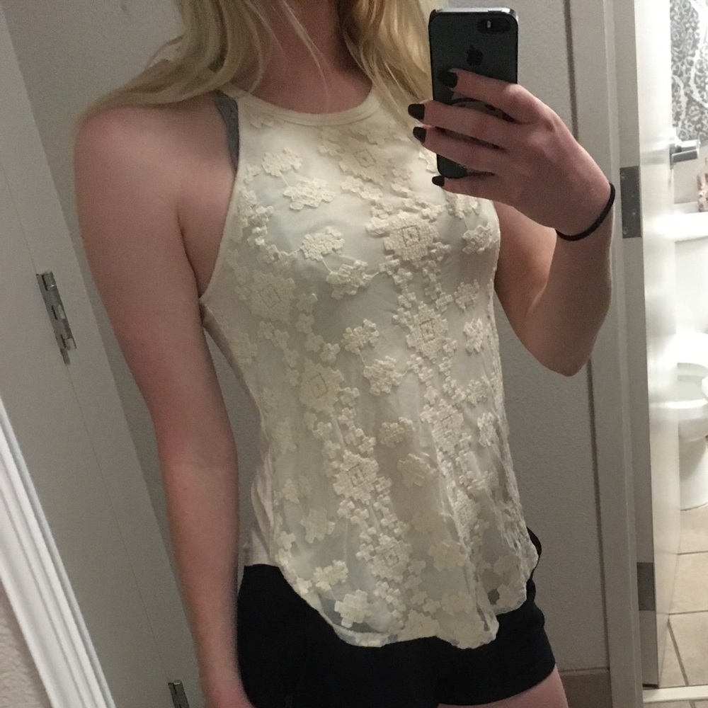 White front-lace blouse
